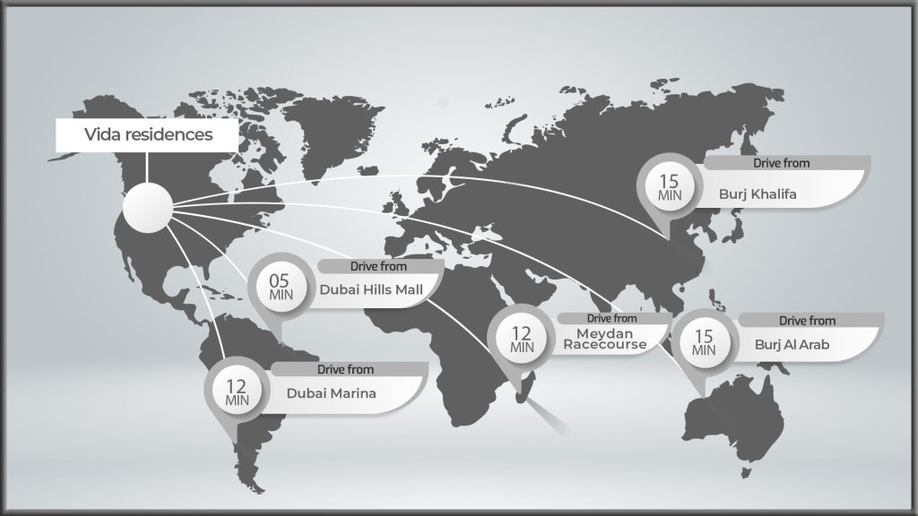 Vida Residences at Dubai Hill Estate Location Map