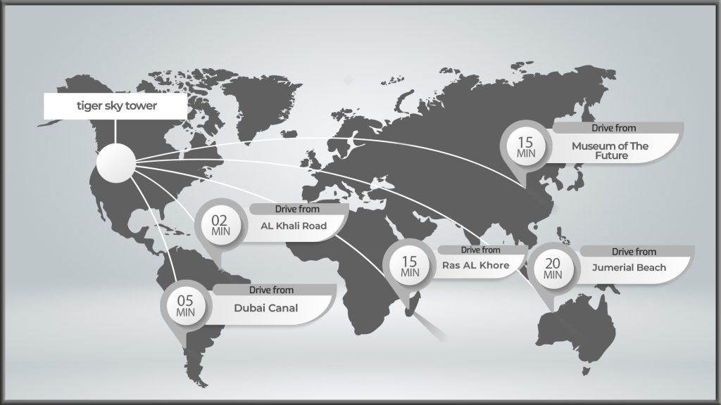 Tiger Sky Tower at Business Bay, Dubai location map